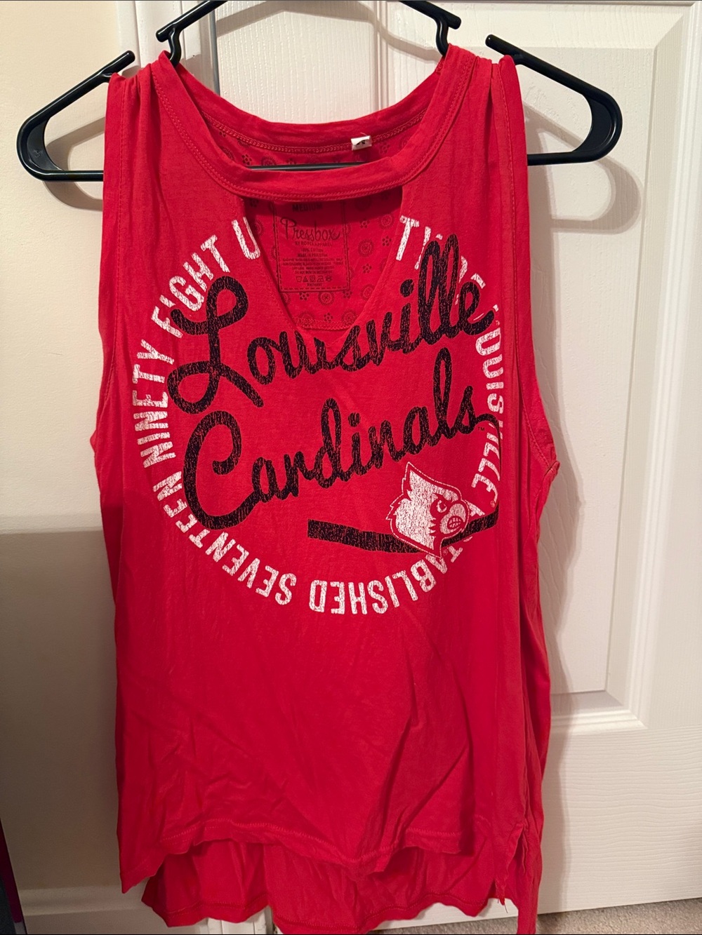 Pressbox Red Graphic V-Neck Tank